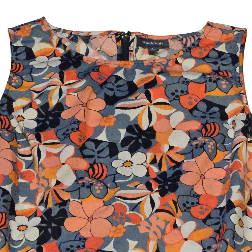 ModCloth Floral A-Line Dress Sleeveless Retro Cotton Mini Size L - Picture 4 of 9